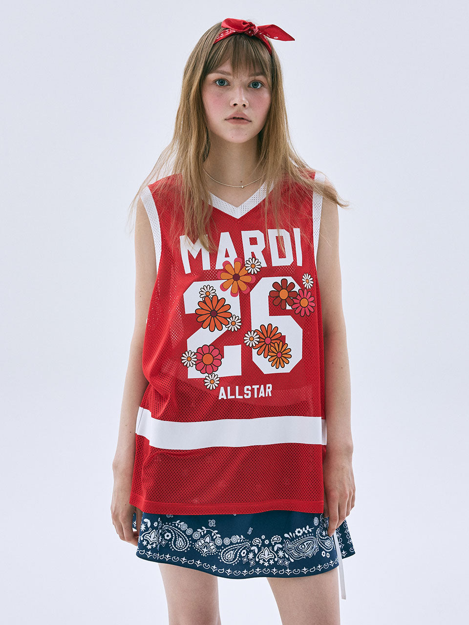 MESH JERSEY TOP SLEEVELESS BLOSSOM_RED