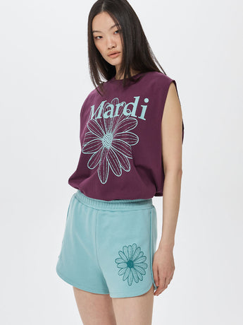MINI SWEAT SHORTS FLOWER_MINT SAGEGREEN