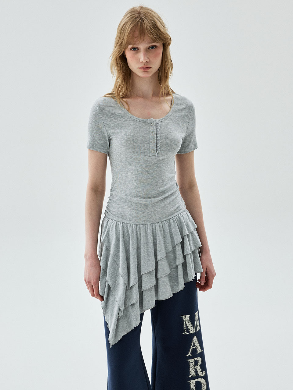 MINI LAYERED DRESS FRILL_GREY