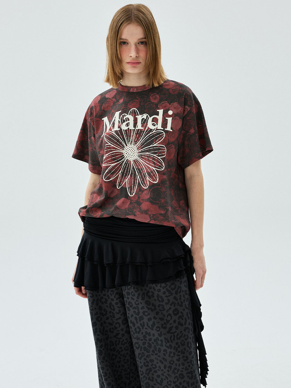 COTTON MINI SKIRT BELT FRILL_BLACK