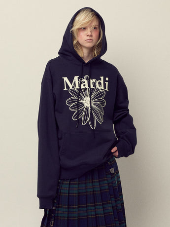 OVERSIZED HOODY FLOWERMARDI_NAVY IVORY