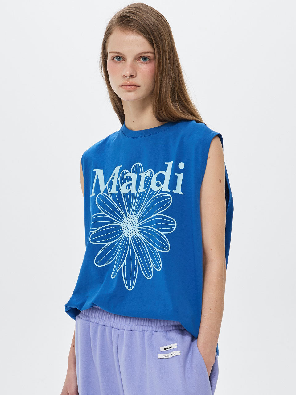 OVERSIZED SLEEVELESS FLOWERMARDI_BLUE SKY