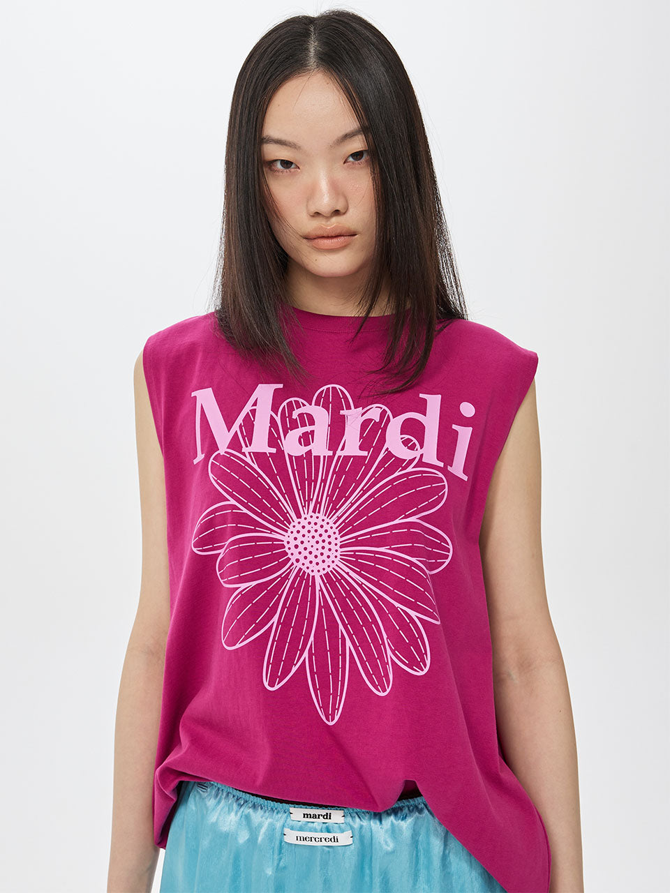 OVERSIZED SLEEVELESS FLOWERMARDI_MAGENTA LAVENDER