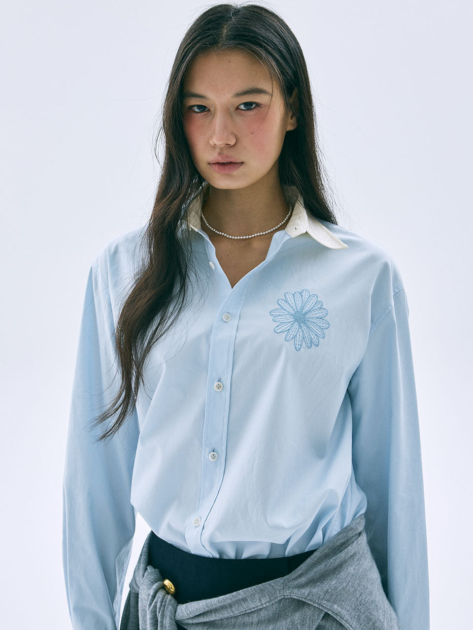 OXFORD SHIRT CONTRAST COLLAR_SKY SKY