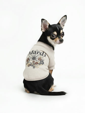PET SWEATSHIRT FLOWERMARDI JARDIN_OATMEAL BLACK