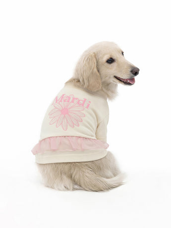 PET TSHIRT FLOWERMARDI FRILL_CREAM PINK