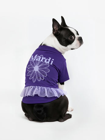 PET TSHIRT FLOWERMARDI FRILL_PURPLE LILAC