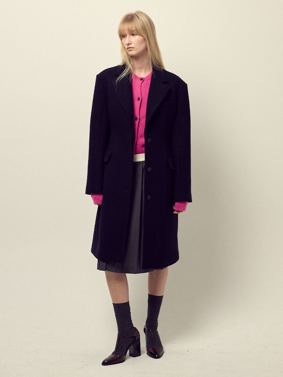 PURE WOOL HOURGLASS COAT_NAVY