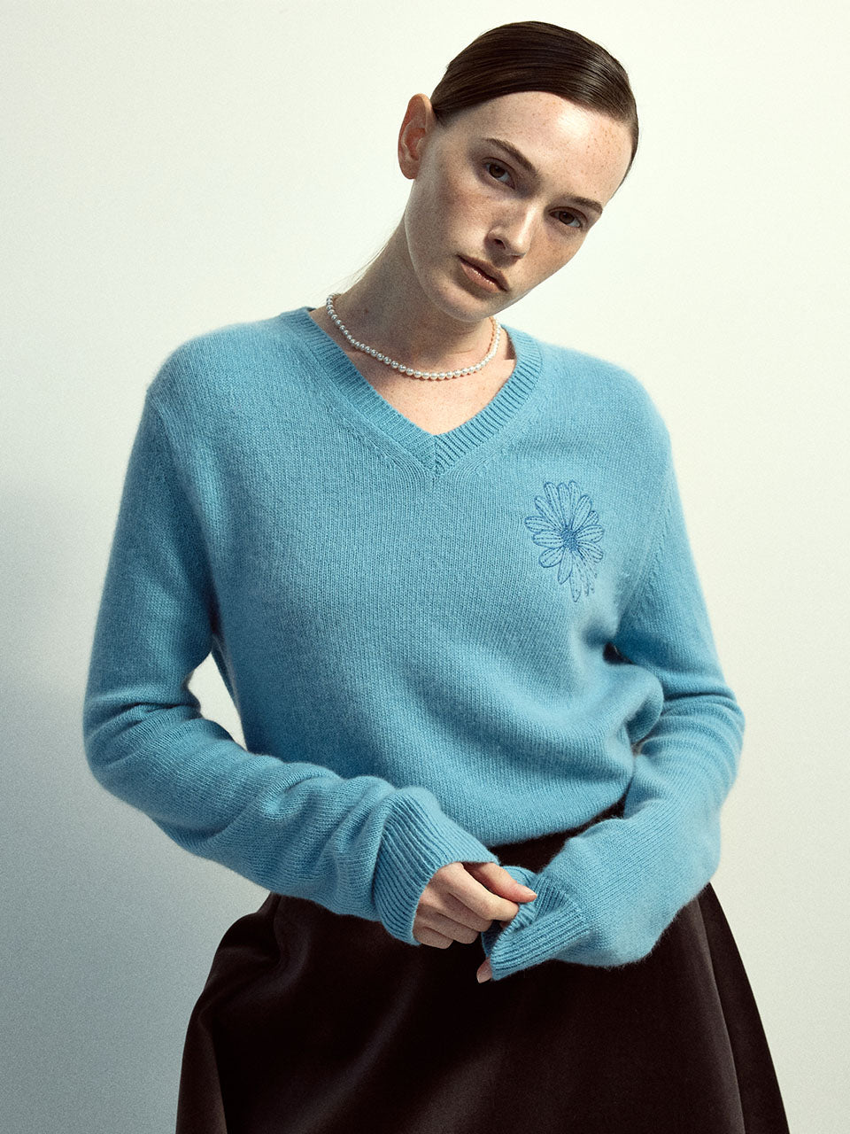 RACCOON BLENDED V NECK_BLUE