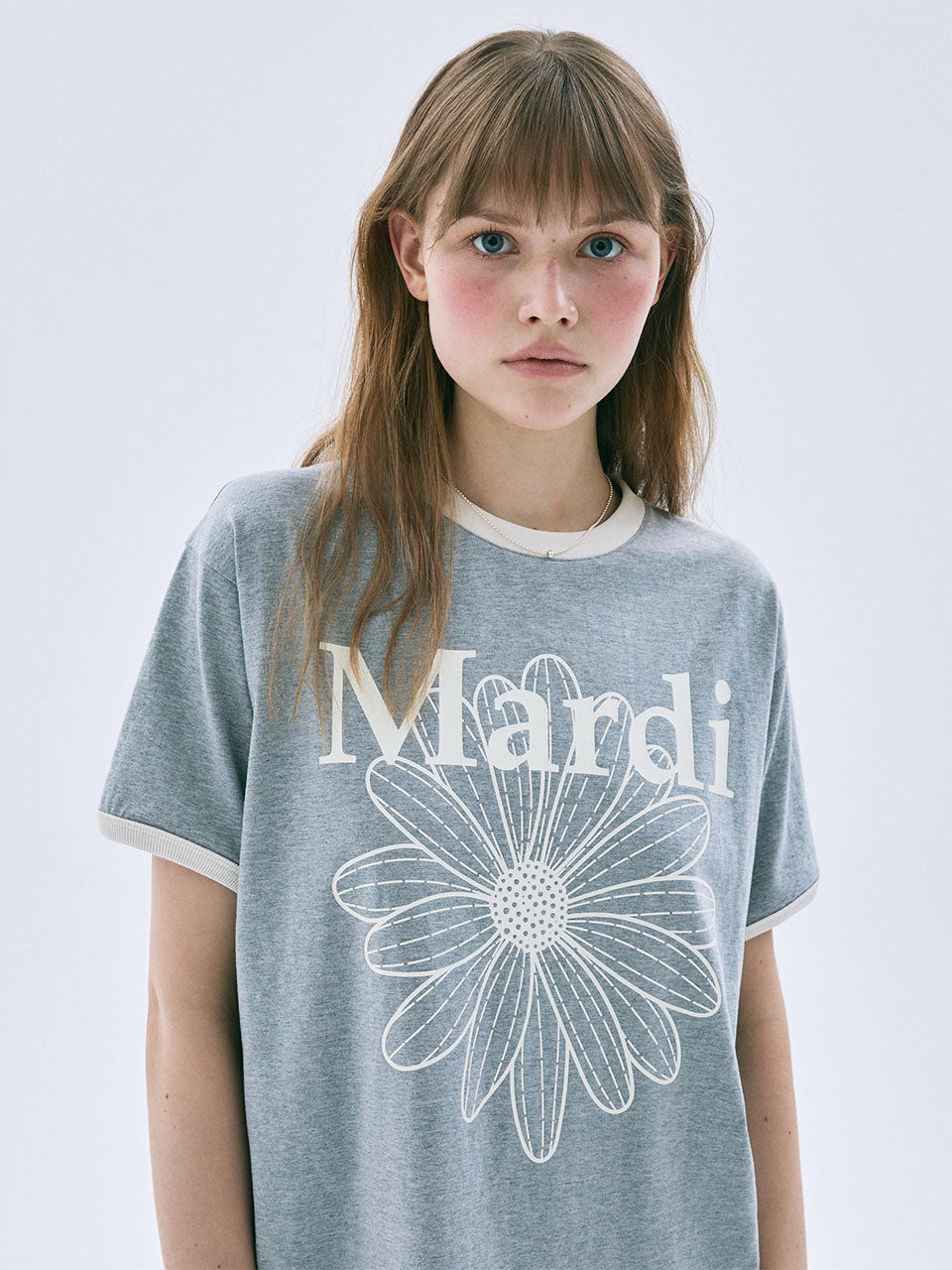 RINGER TSHIRT FLOWERMARDI_GREY IVORY