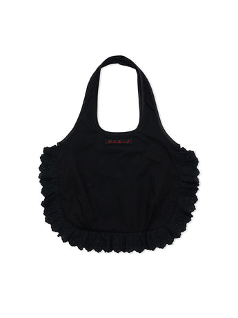 SHEER COTTON BAG FRILL_BLACK