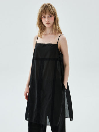 SHEER COTTON SLEEVELESS DRESS LACE_BLACK