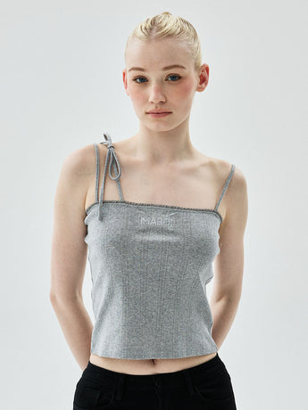 SLEEVELESS EYELET RIBBON DETAIL_GREY