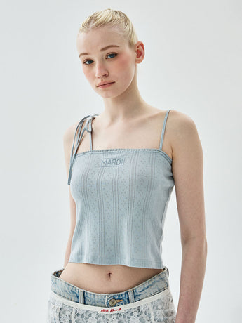 SLEEVELESS EYELET RIBBON DETAIL_SKY