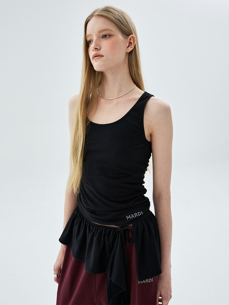 SLEEVELESS RUFFLE HEM_BLACK