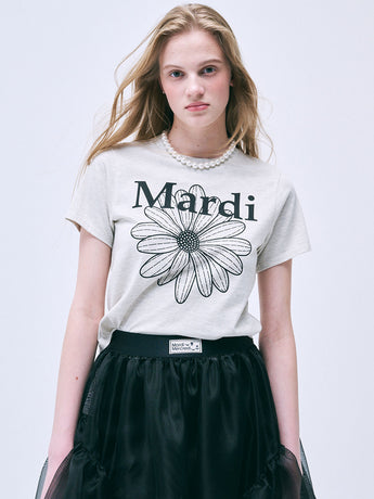SLIM TSHIRT FLOWERMARDI_OATMEAL BLACK