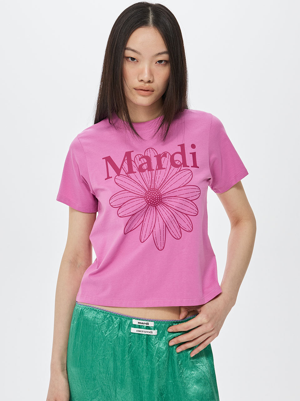 SLIM TSHIRT FLOWERMARDI_PINKLAVENDER MAGENTA