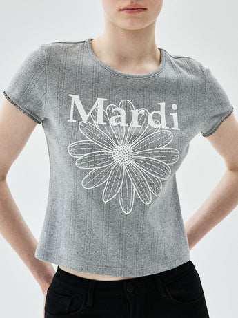SLIM FIT TOP EYELET FLOWERMARDI_GREY WHITE