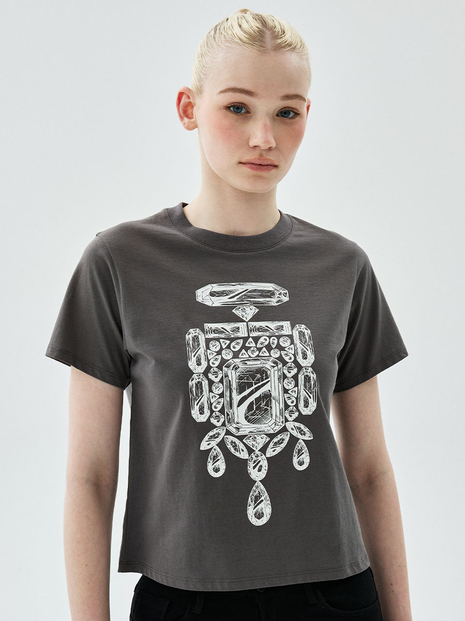SLIM TSHIRT BIJOU_CHARCOAL WHITE