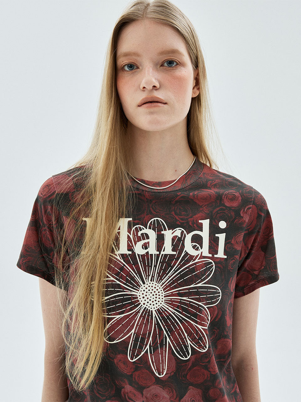 SLIM TSHIRT FLOWERMARDI FLEUR DE ROSE_RED IVORY