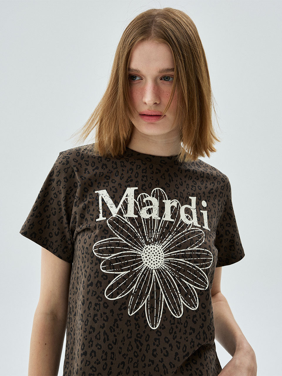 SLIM TSHIRT LEOPARD FLOWERMARDI CRACKED_BROWN IVORY