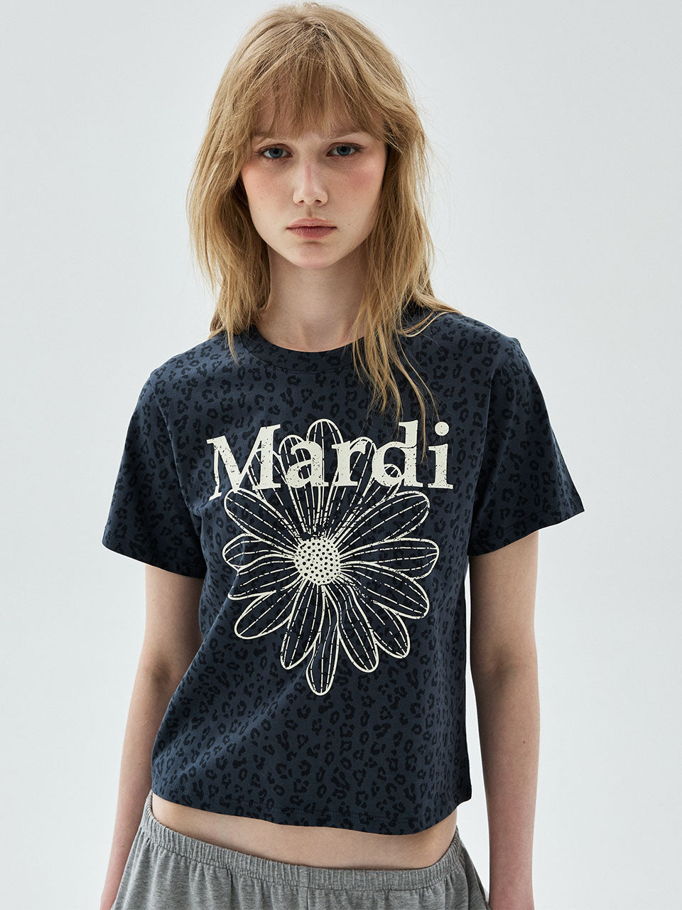 SLIM TSHIRT LEOPARD FLOWERMARDI CRACKED_NAVY IVORY