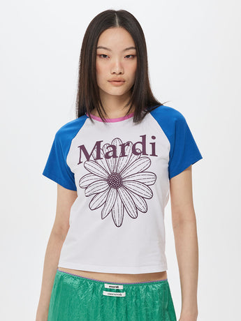 SLIM TSHIRT RAGLAN FLOWERMARDI_WHITE PLUM