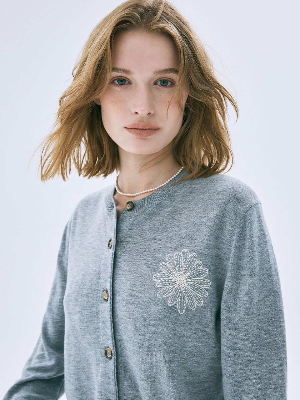 SUMMER WOOL BLENDED CARDIGAN ROUND NECK_GREY