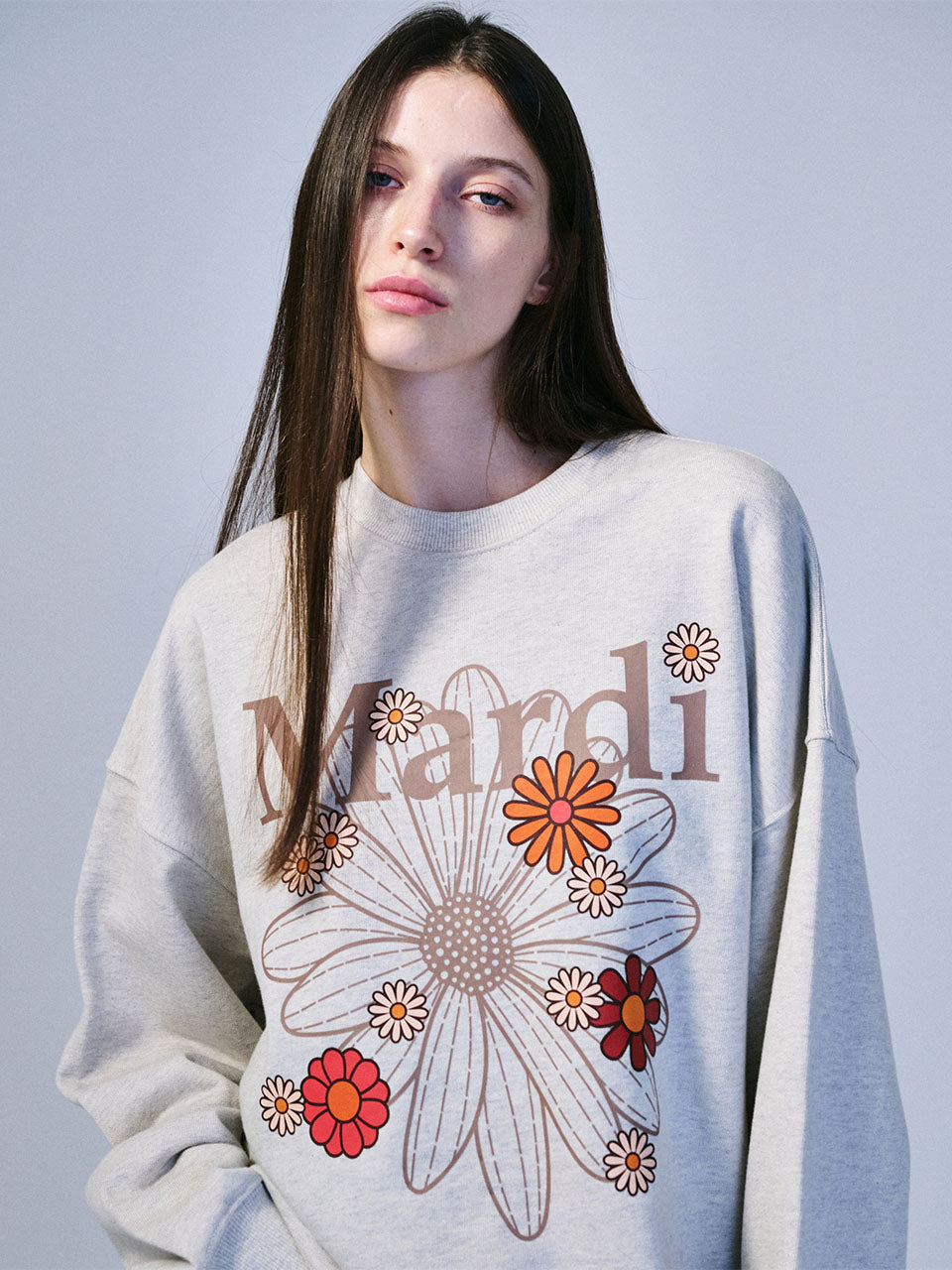 SWEATSHIRT FLOWERMARDI BLOSSOM_OATMEAL TAUPE
