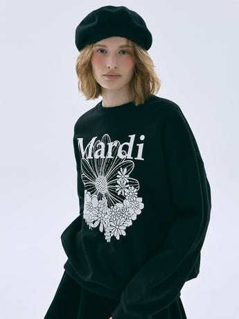 SWEATSHIRT FLOWERMARDI JARDIN_BLACK WHITE