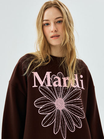 SWEATSHIRT FLOWERMARDI_BROWN PALEPINK