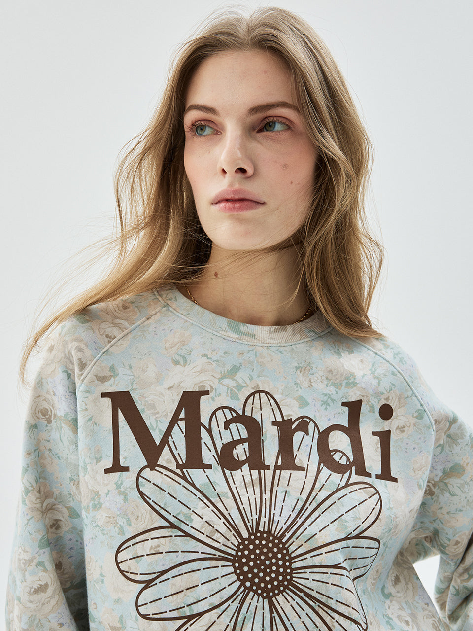 SWEATSHIRT RAGLAN FLEUR FLOWERMARDI_MINT BROWN