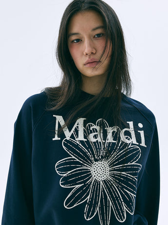 SWEATSHIRT RAGLAN FLOWERMARDI CRACKED_NAVY IVORY
