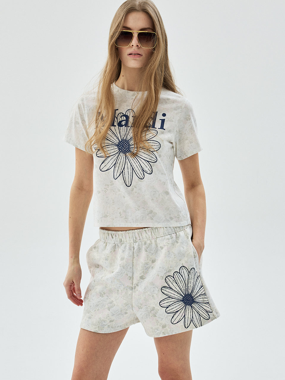 SWEAT SHORTS FLEUR FLOWER_ASHBLUE NAVY