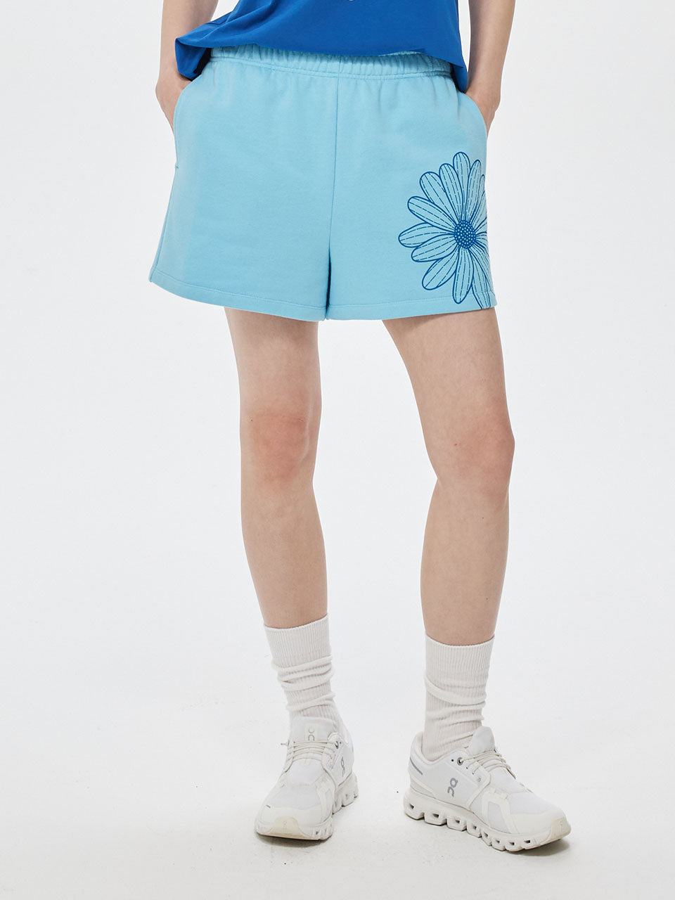 SWEAT SHORTS FLOWER_SKY BLUE