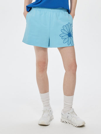 SWEAT SHORTS FLOWER_SKY BLUE