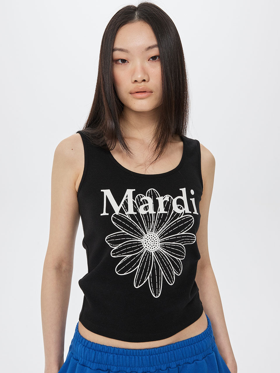TANK SCOOP NECK FLOWERMARDI_BLACK WHITE