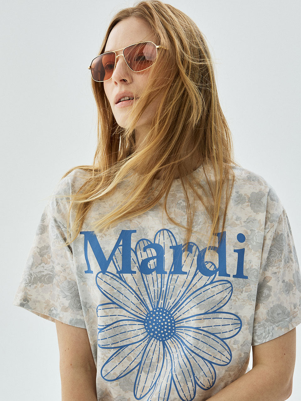 TSHIRT FLEUR FLOWERMARDI_BEIGE BLUE