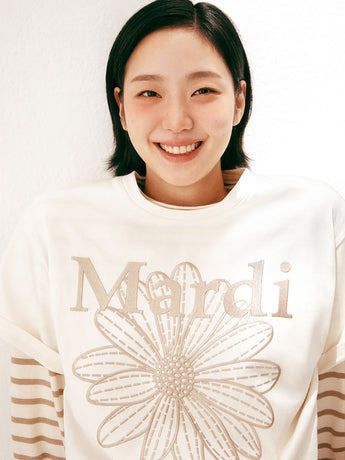 TSHIRT FLOWERMARDI NEEDLEWORK_CREAM BEIGE