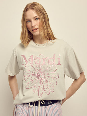 TSHIRT FLOWERMARDI NEEDLEWORK_LIGHTGREY PINK