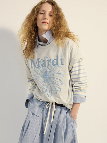 TSHIRT FLOWERMARDI NEEDLEWORK_LIGHTGREY SKY