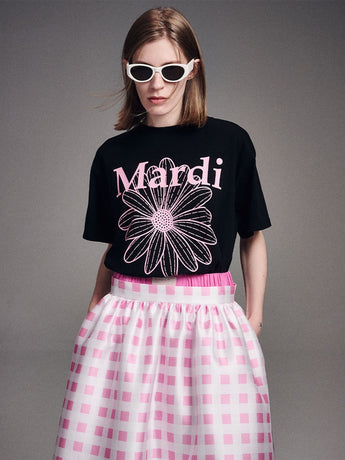 TSHIRT FLOWERMARDI_BLACK PINK
