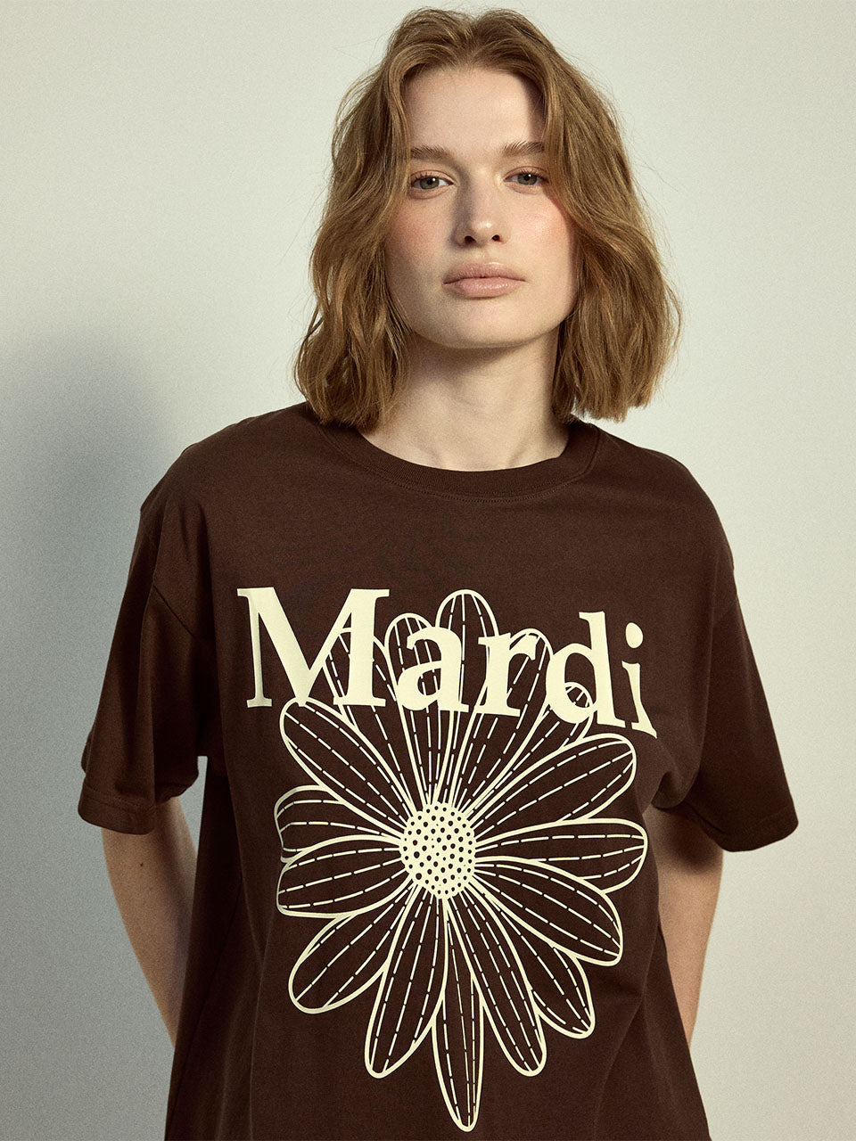 TSHIRT FLOWERMARDI_BROWN CREAM