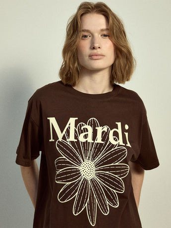 TSHIRT FLOWERMARDI_BROWN CREAM