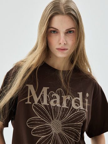 TSHIRT FLOWERMARDI_BROWN TAUPE