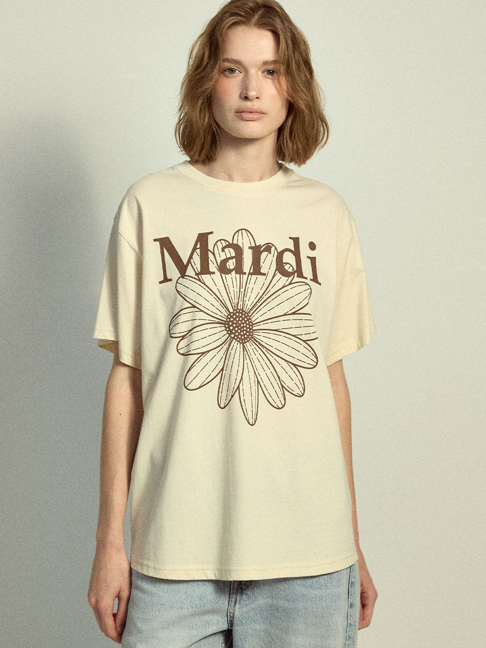 TSHIRT FLOWERMARDI_BUTTER BROWN