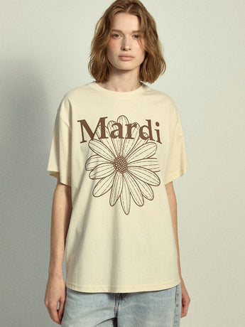 TSHIRT FLOWERMARDI_BUTTER BROWN