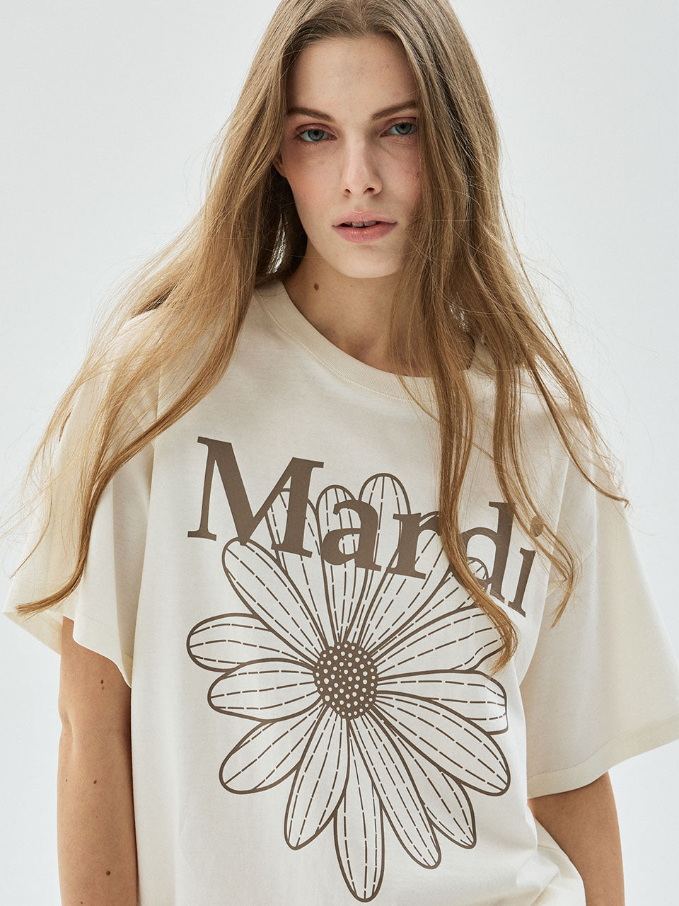 TSHIRT FLOWERMARDI_CREAM TAUPE