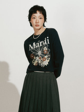 [Back in stock on October 17] TSHIRT LONG SLEEVE FLOWERMARDI JARDIN_NAVY IVORY
