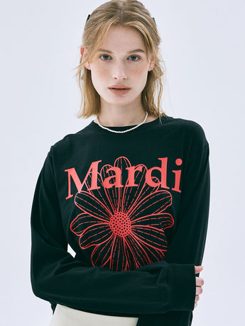 TSHIRT LONG SLEEVE FLOWERMARDI_BLACK RED